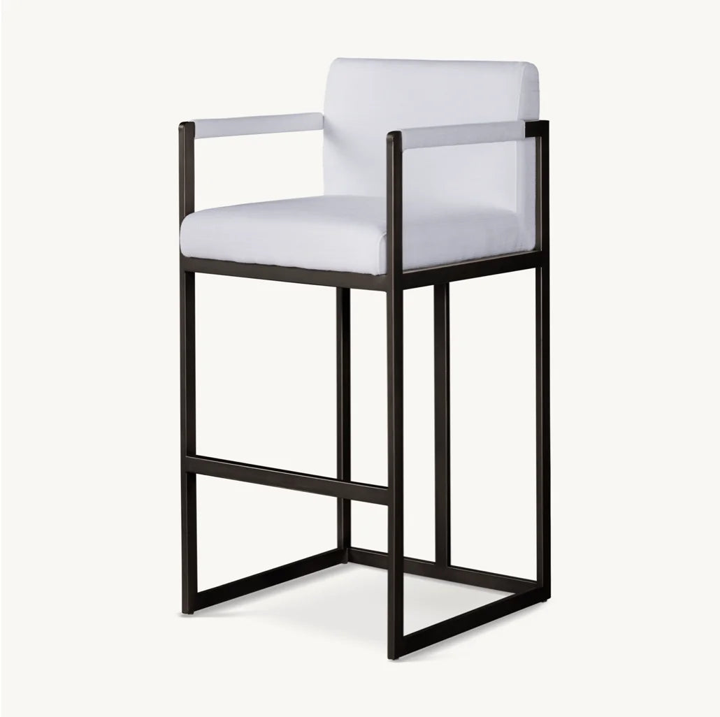 Modernist Bar Stool – Square Upholstered Seat – Oak – Contemporary | 1601024146990