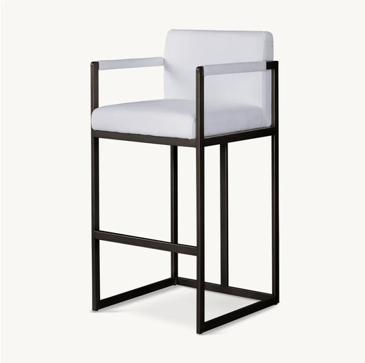 Modernist Bar Stool – Square Upholstered Seat – Oak – Contemporary | 1601024146990