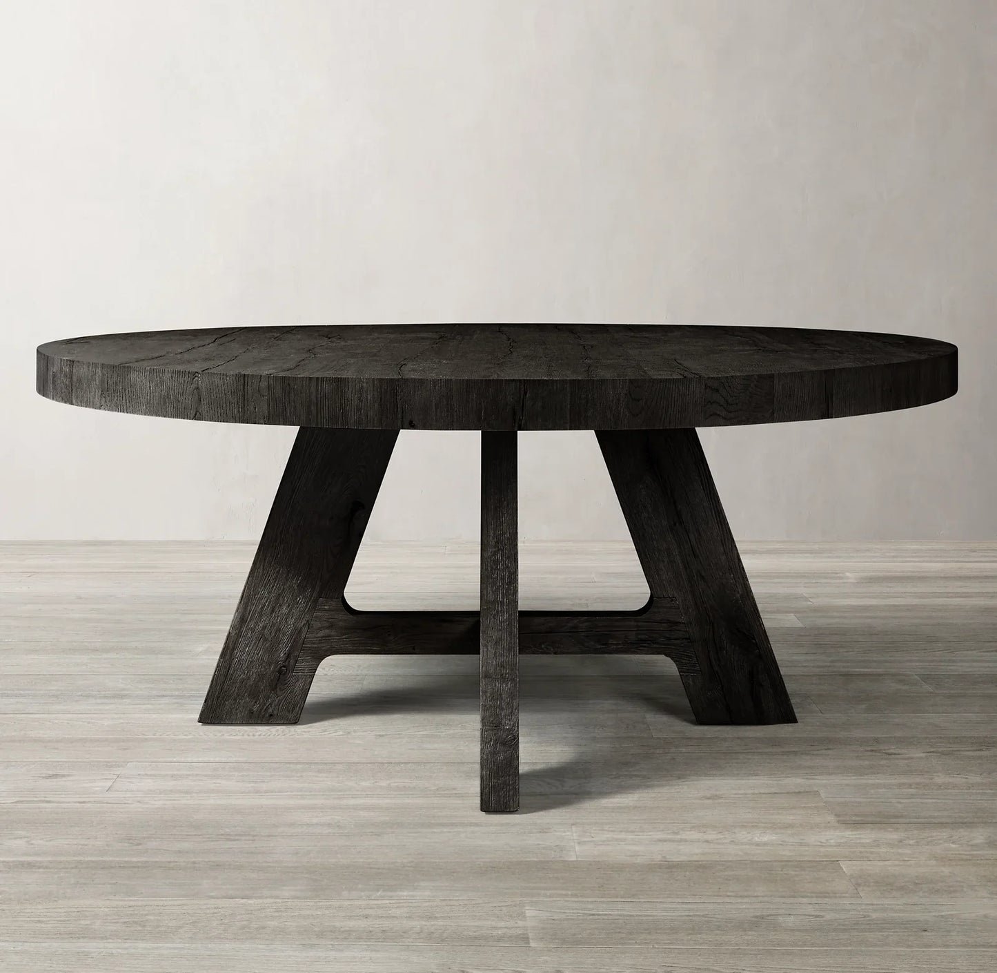 Davos Oak Round Dining Table – French Contemporary Solid Wood | 1600803445186