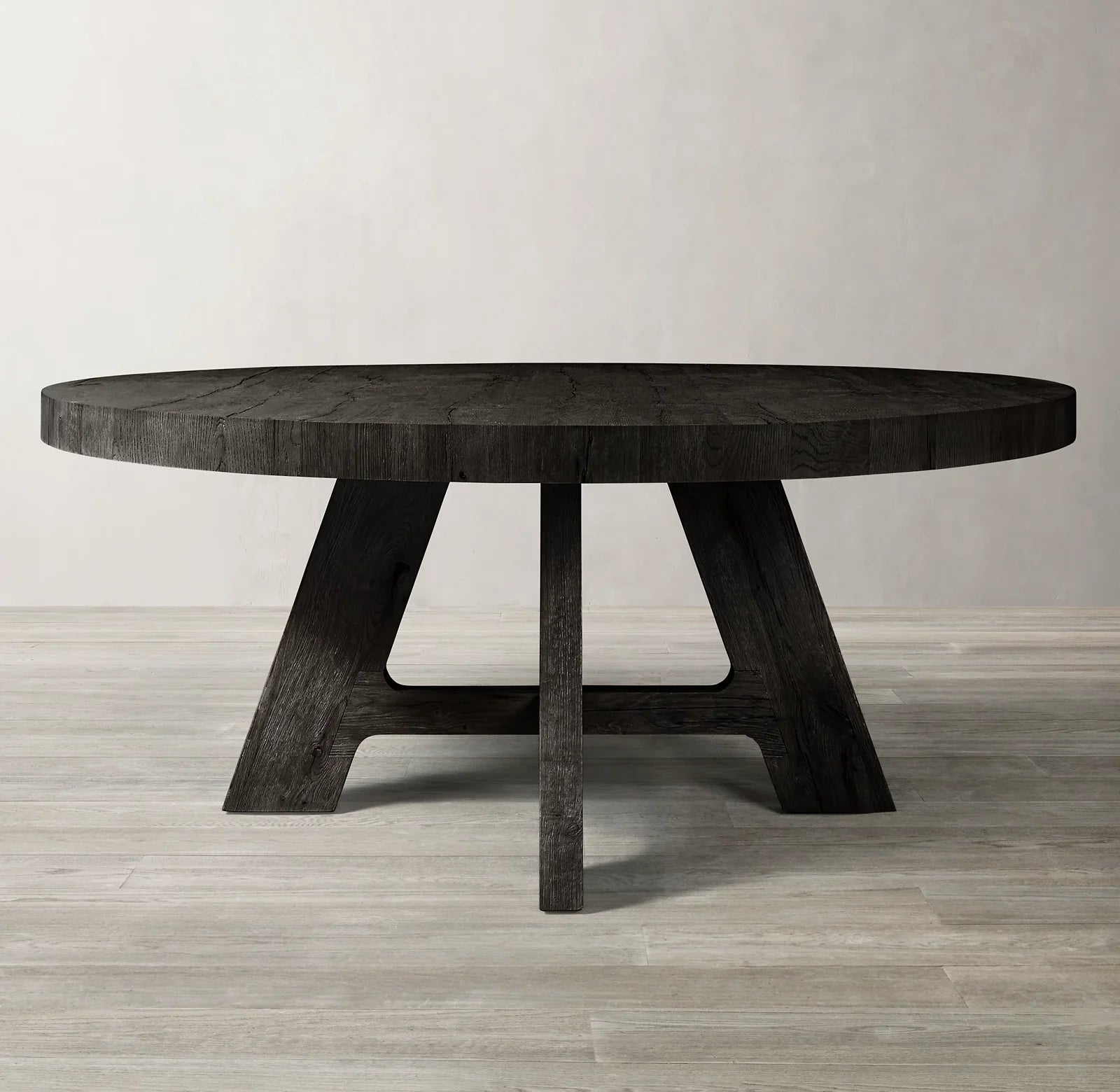 Davos Oak Round Dining Table – French Contemporary Solid Wood | 1600803445186