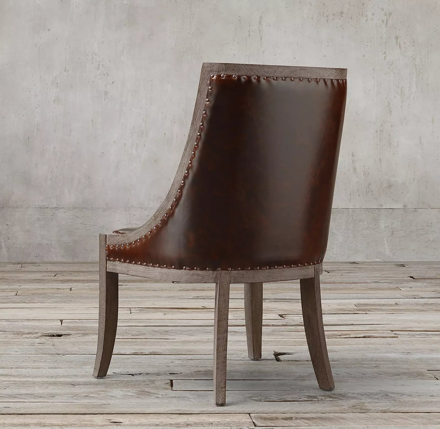 Dining Armchair – French Empire Gondola Leather and Oak Vintage | 1600450446933
