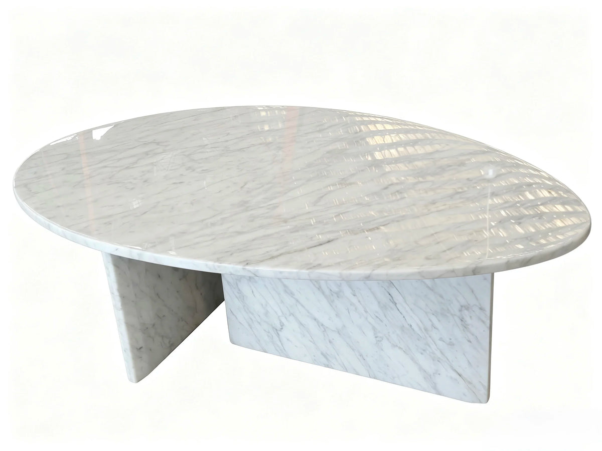 Luxury Water Drop Shape Carrara White Marble Coffee Table for Villa