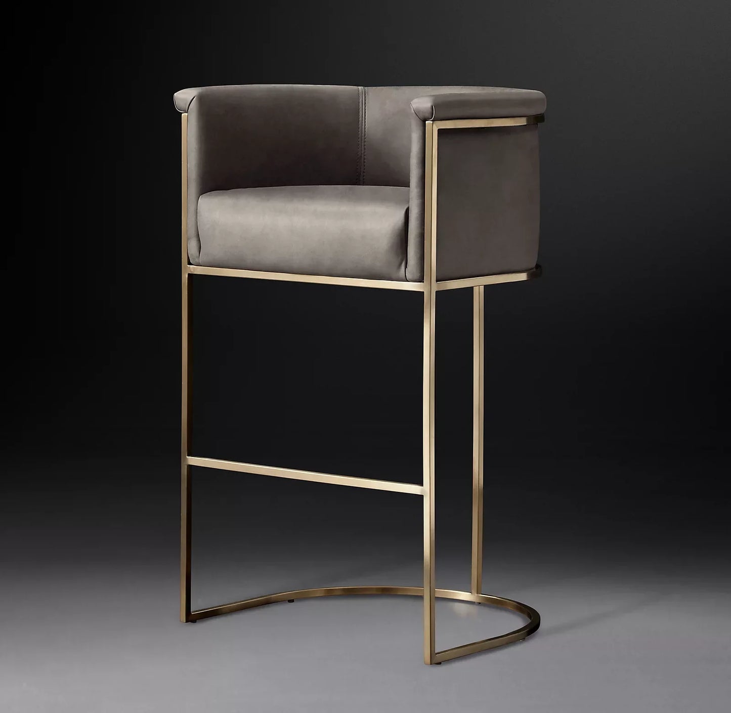 Bar & Counter Stool – Wexler Barrelback Leather & Stainless Steel Modernist Designer Seating