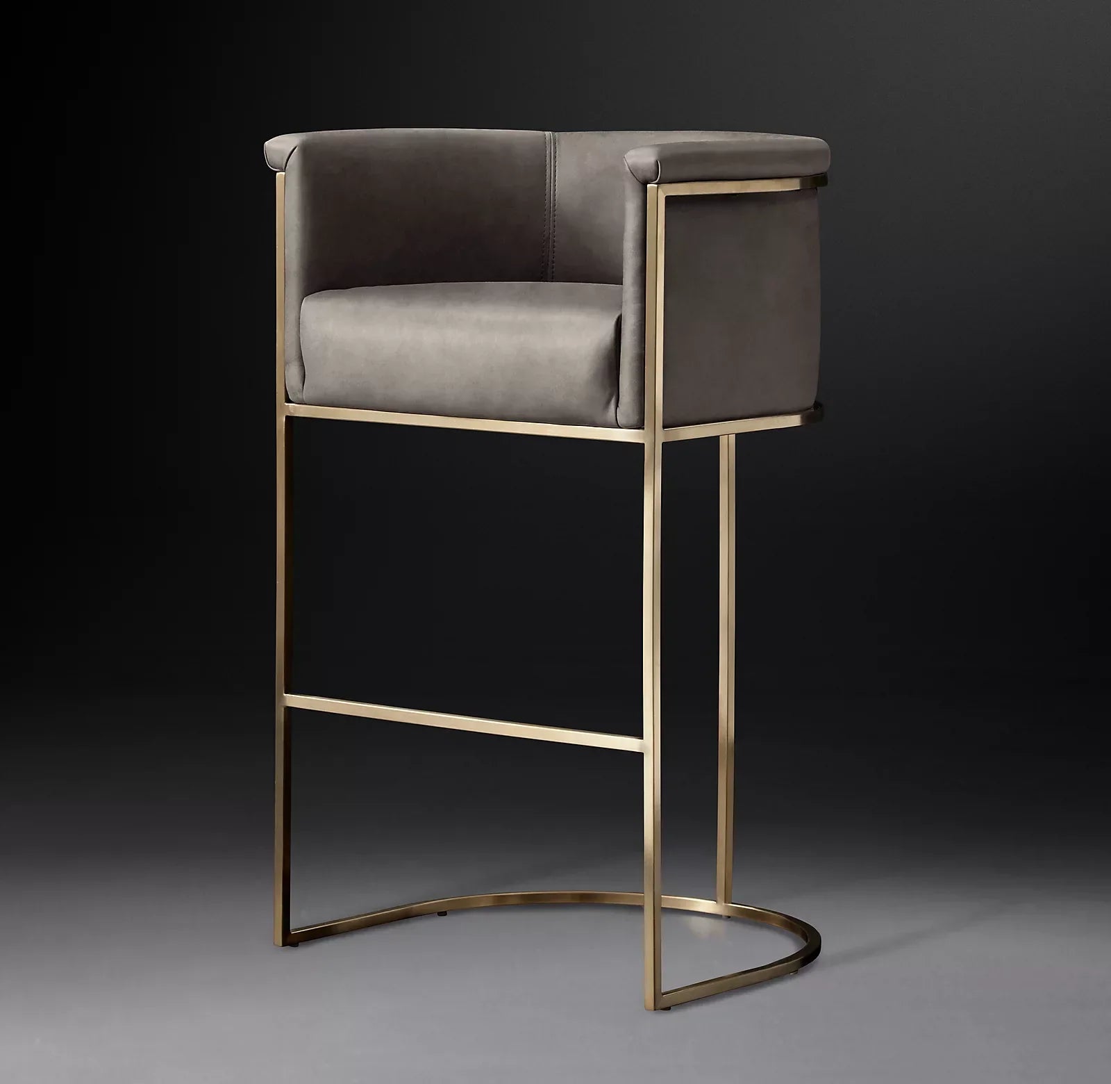 Bar & Counter Stool – Wexler Barrelback Leather & Stainless Steel Modernist Designer Seating