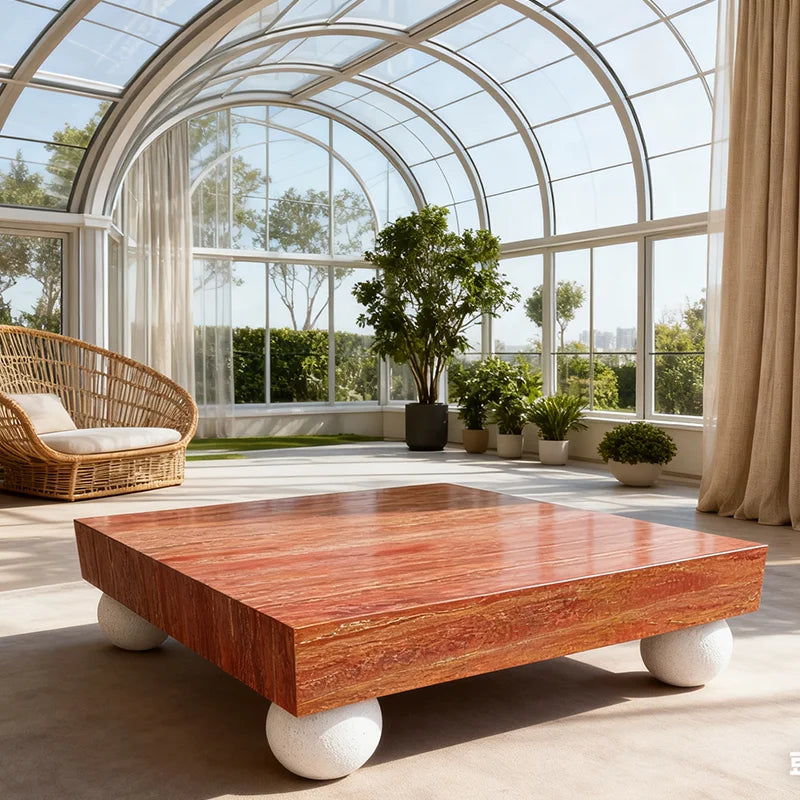 Luxury Square Marble Coffee Table Modern Italian Style for Villa