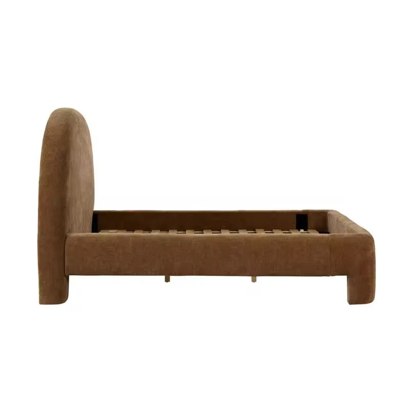 Minimalist Upholstered Bed – Curved Velvet Statement Piece 026