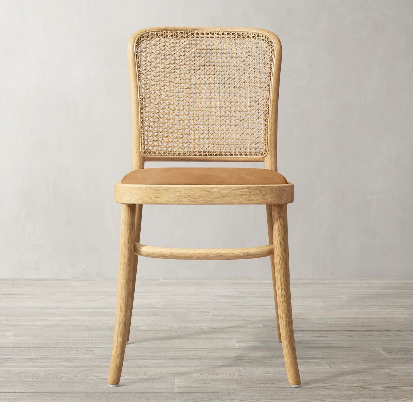 Juliette Cane Back Dining Side Chair – Solid Oak and Leather Mid-Century Design