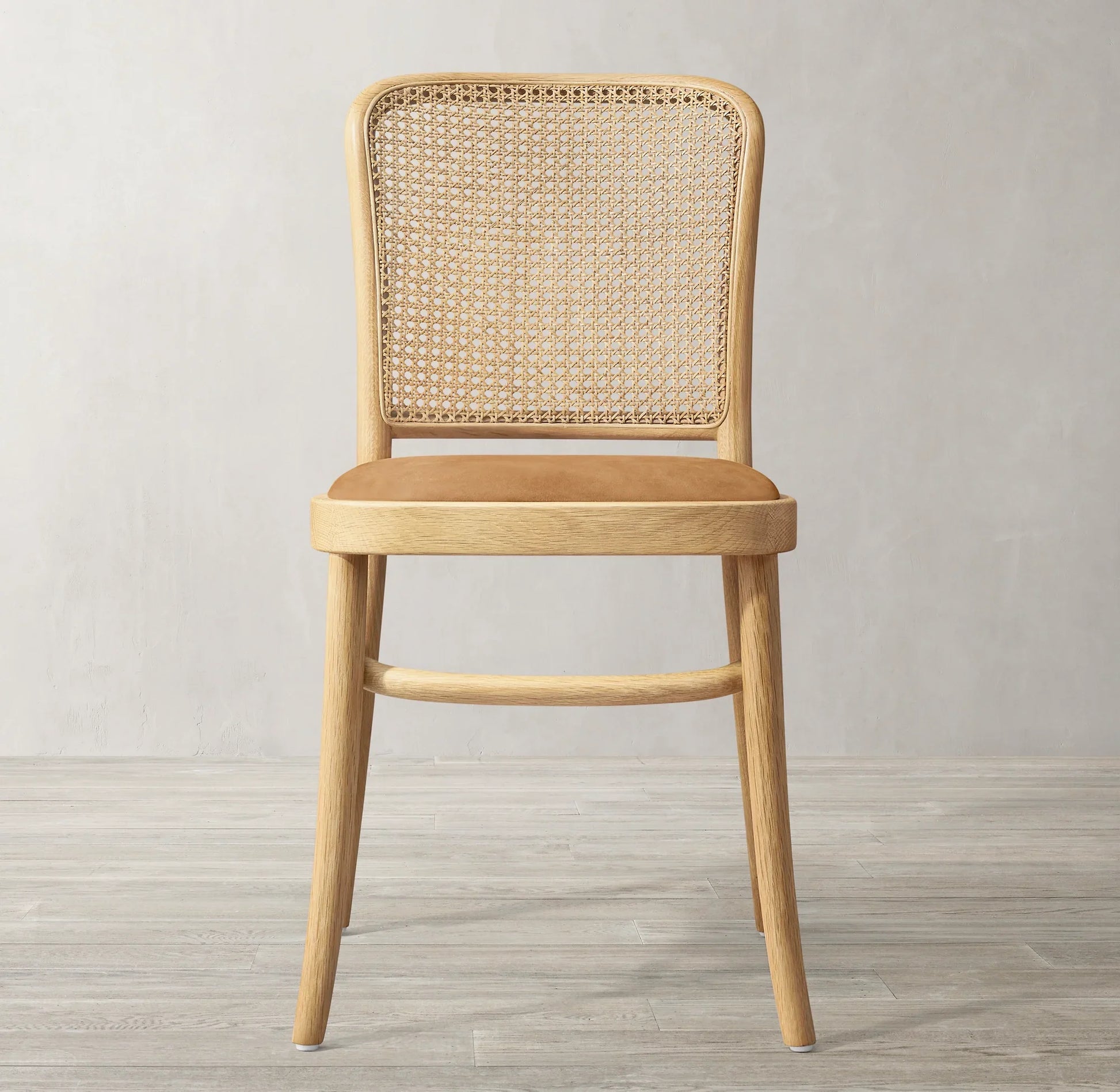 Juliette Cane Back Dining Side Chair – Solid Oak and Leather Mid-Century Design