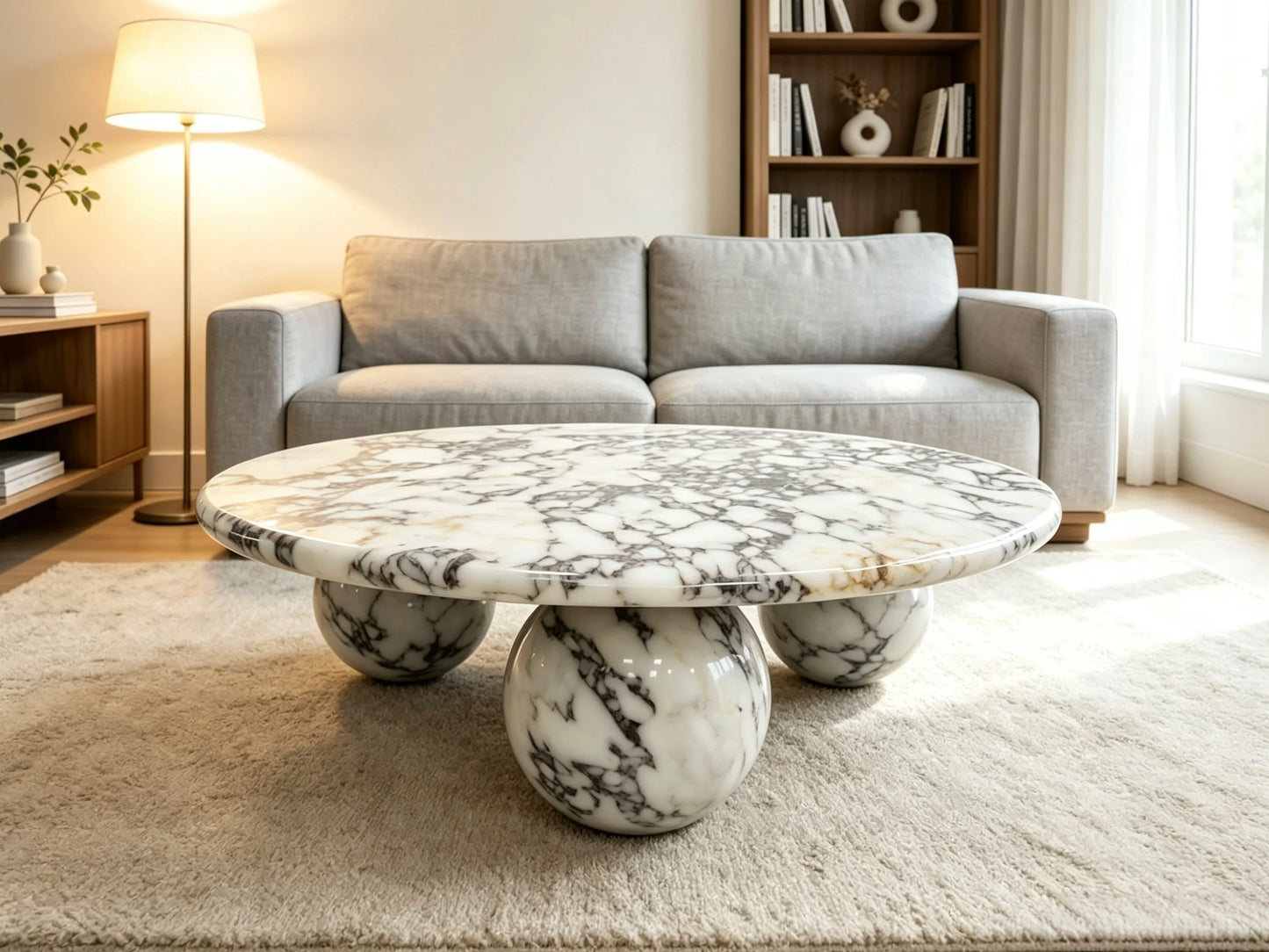 Luxury Round Marble Coffee Table Modern Italian Style for Villa