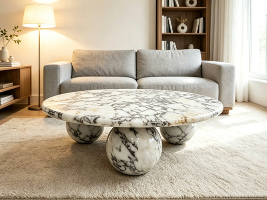 Luxury Round Marble Coffee Table Modern Italian Style for Villa