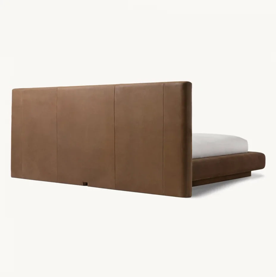 Dalia Upholstered Platform Bed – Extended Panel Headboard Oak | 1601157134091
