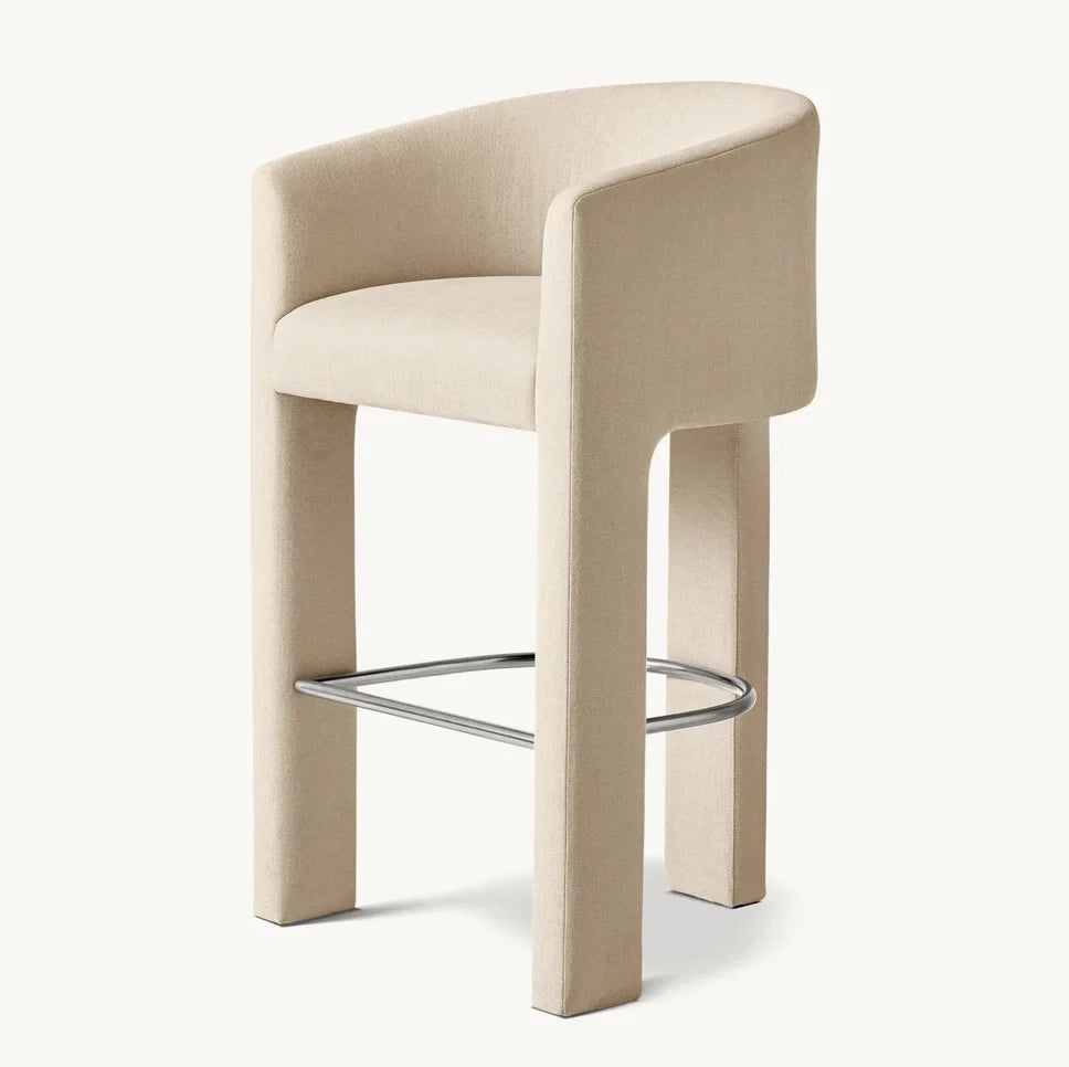 Upholstered Stool – Contemporary Architectural Design – Fabric Finish – Ines – Statement Piece