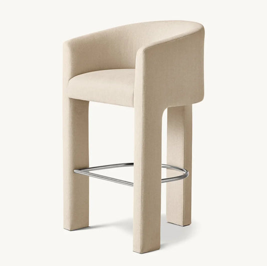 Upholstered Stool – Contemporary Architectural Design – Fabric Finish – Ines – Statement Piece