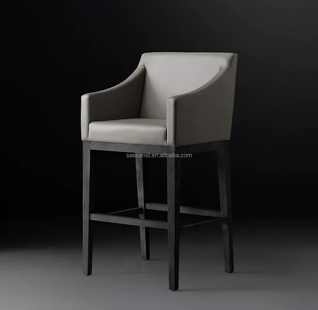 Morgan Slope Arm Bar & Counter Stool – Leather & Oak Midcentury Modern