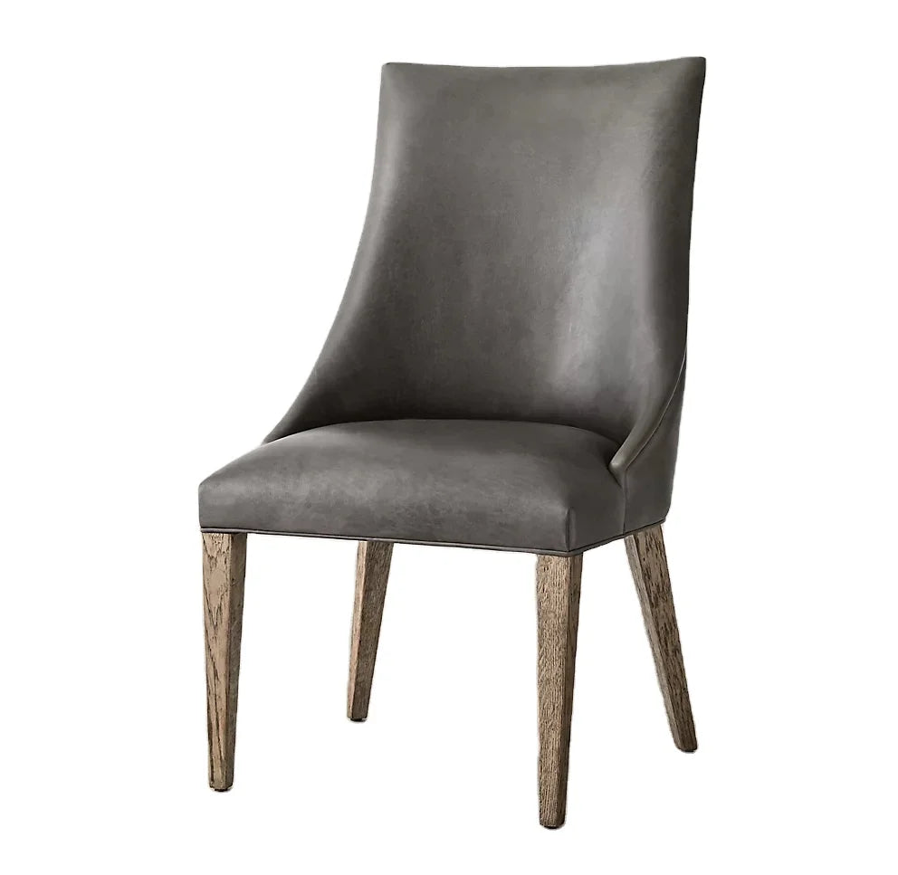 Mid-Century Leather Dining Chair – Solid Oak Geometric Statement Piece