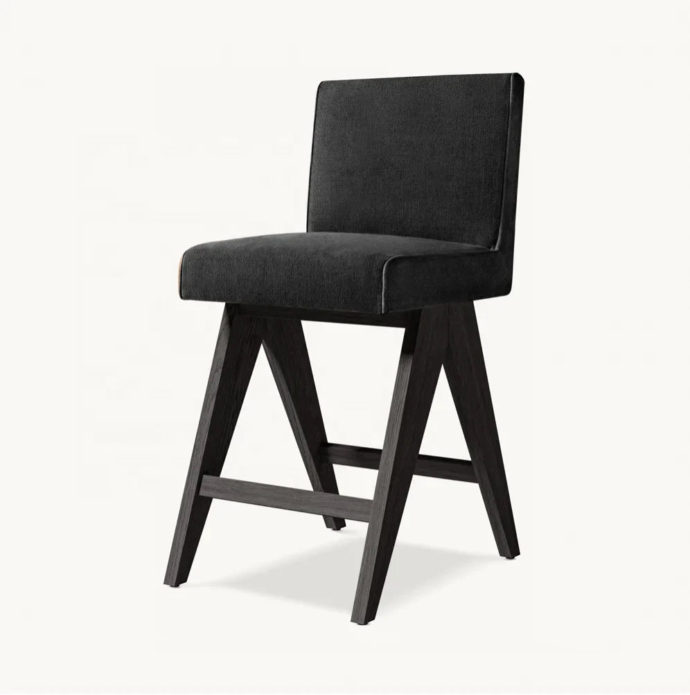 Mid-Century Modern Solid Oak Bar & Counter Stool – European Designer Sculptural Seating | 1601035001139