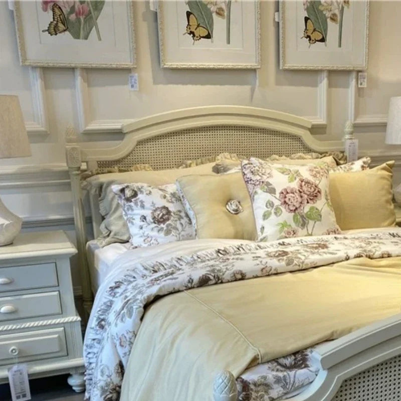 Modern French Platform Bed – American Birch Solid Wood Statement Piece | 26-164