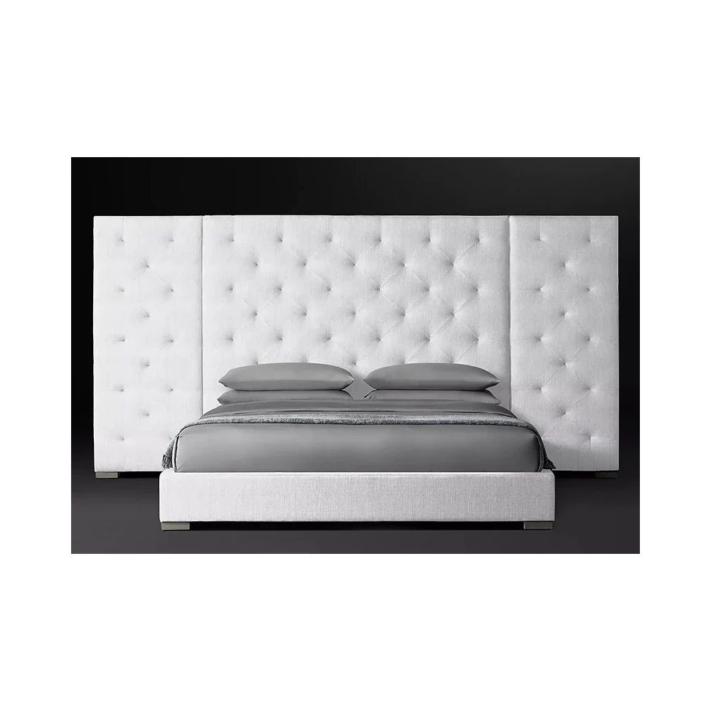 Sculptural Platform Bed – Performance Texture Fabric Upholstered Statement Piece