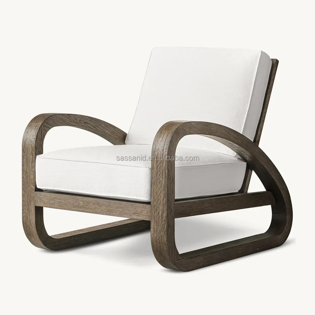 Pascal Lounge Chair – French Modernist Design in Oak and Performance Fabric