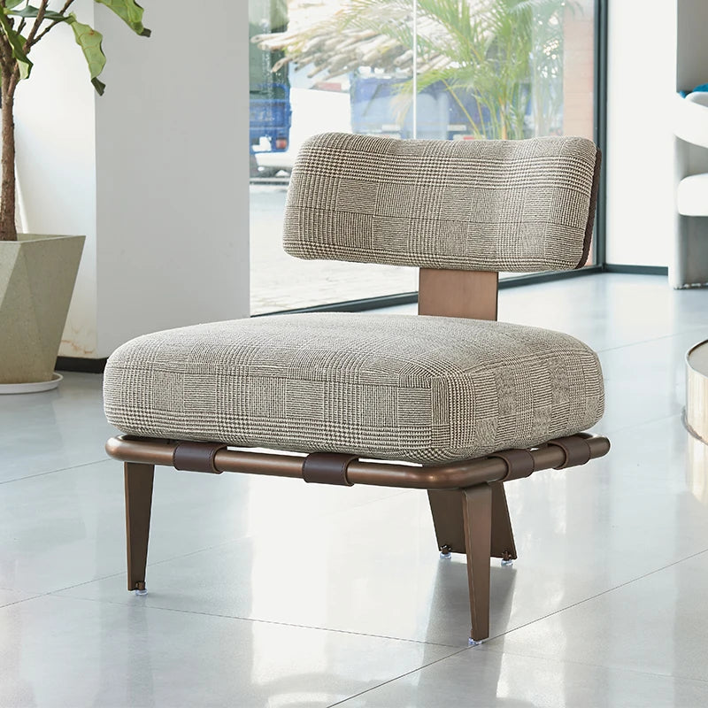 Modern Customisable Fabric Single Sofa with Solid Wood Frame in Light Gray