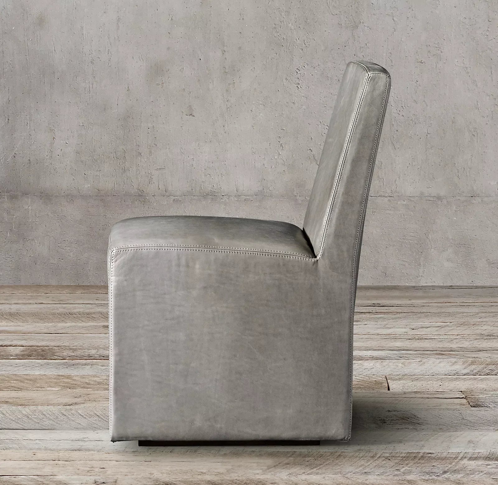Ellis Dining Side Chair – Midcentury Geometric Solid Oak Italian Leather