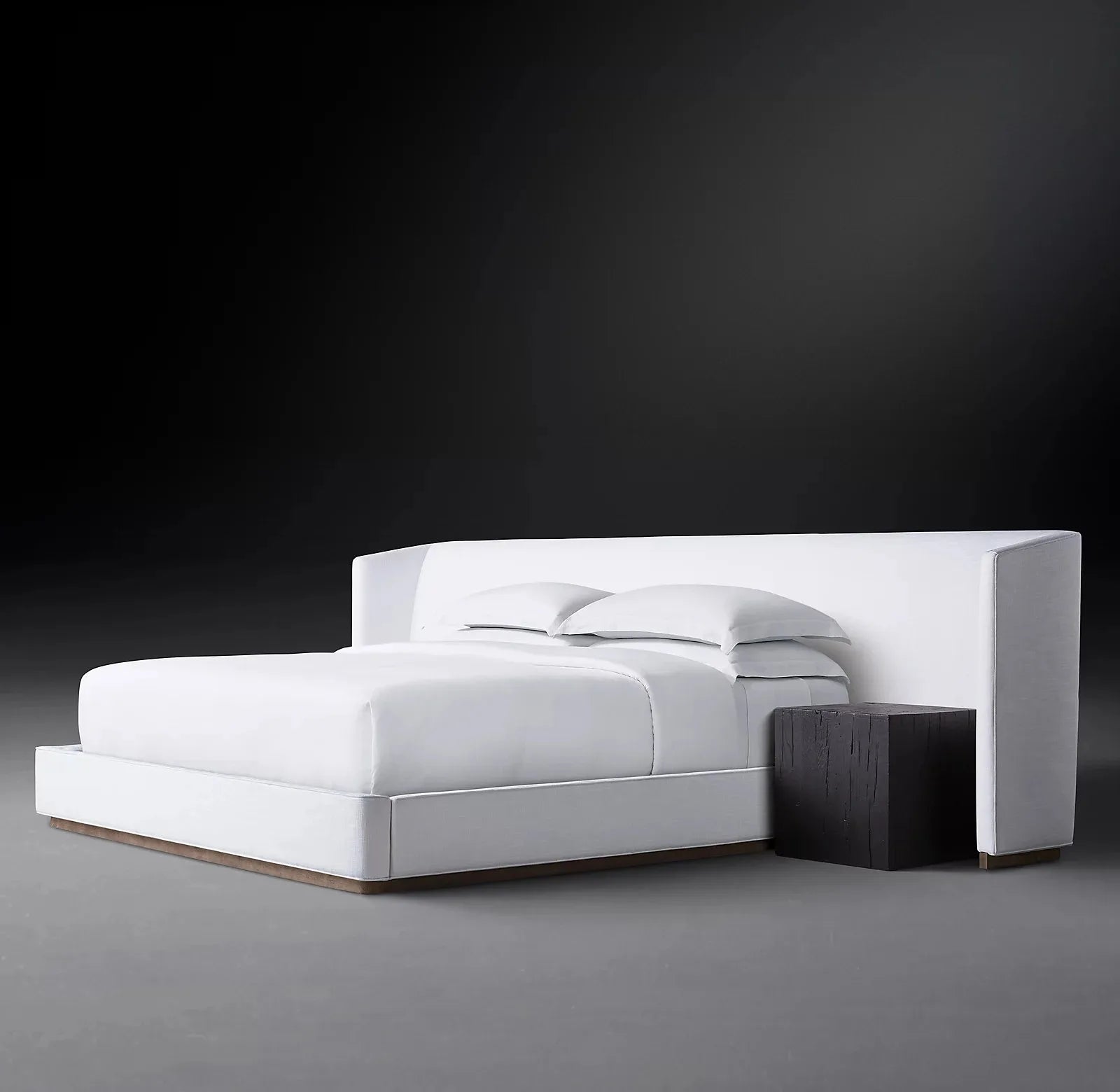 Upholstered Bed with Extended Headboard – Tufted Linen Modern Statement Piece