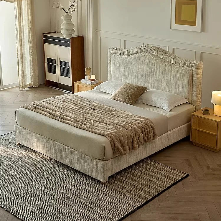 Upholstered Bed – High-Sided Cream Chenille French Provincial Statement | 26-16