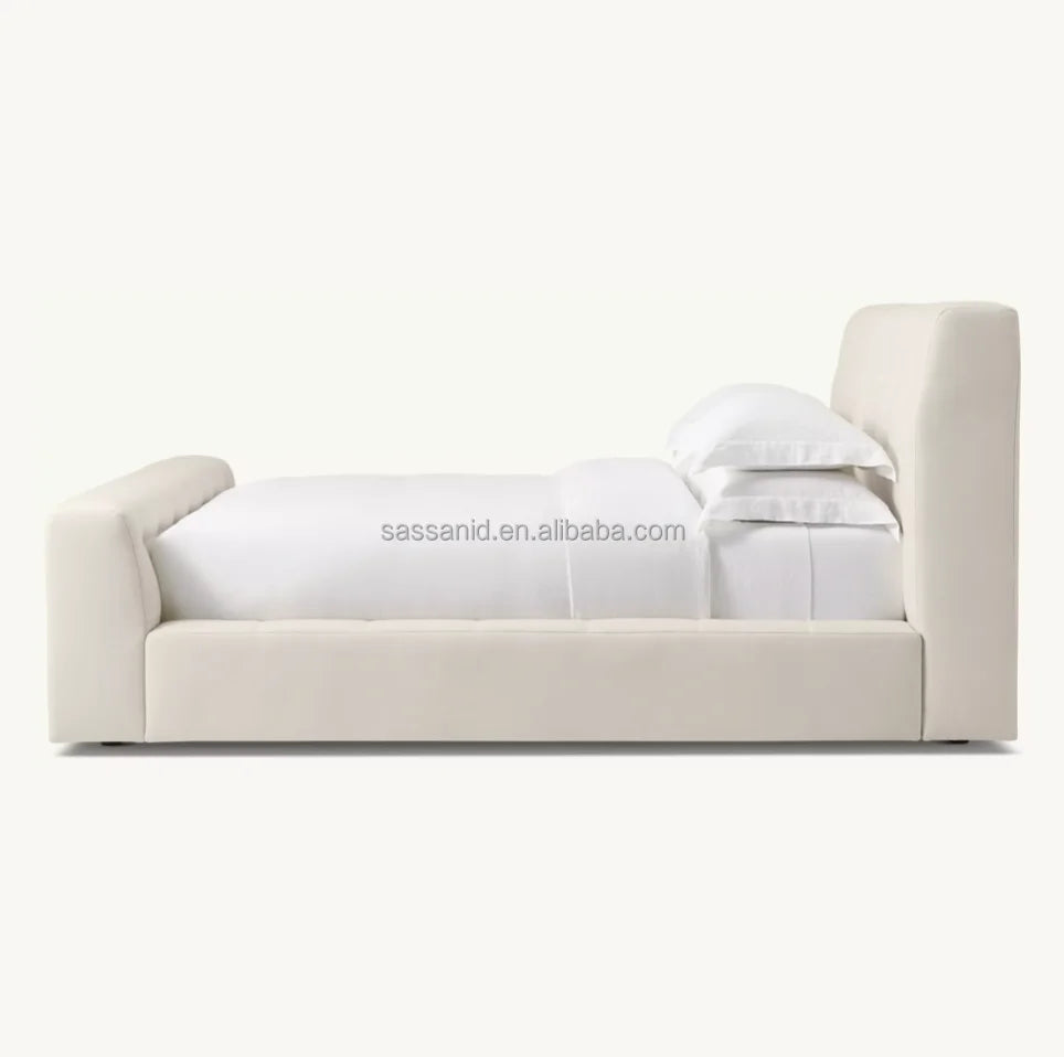 Burano Fabric Panel Platform Bed – Oak Design by Re Home