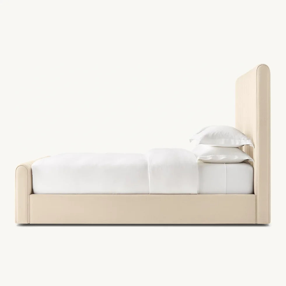 Marmont Channeled Fabric Platform Bed – Sculptural Upholstered Statement Piece | 1601367702191