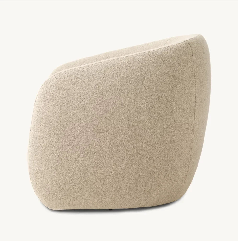 Savio Swivel Chair – Midcentury Geometric Solid Oak & Fabric European Design