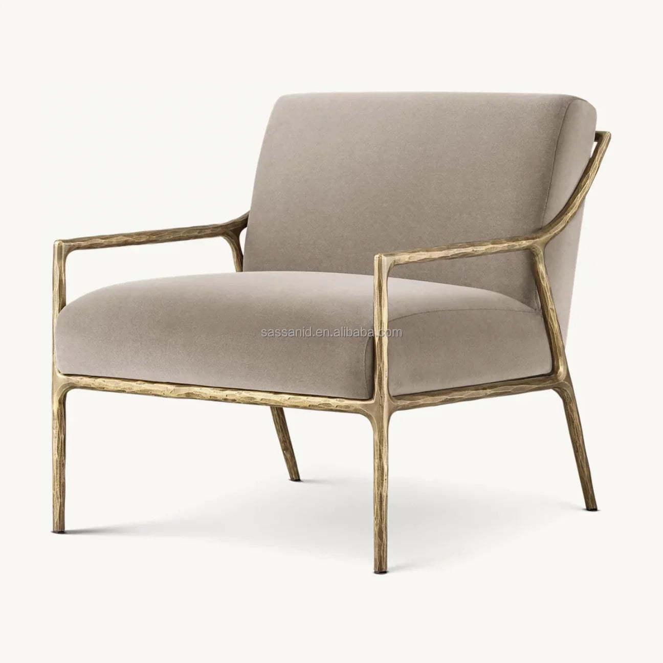 Thaddeus Slope Arm Chair – Hand-Forged Solid Brass European Designer Statement Piece