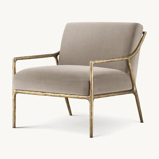 Thaddeus Slope Arm Chair – Hand-Forged Solid Brass European Designer Statement Piece