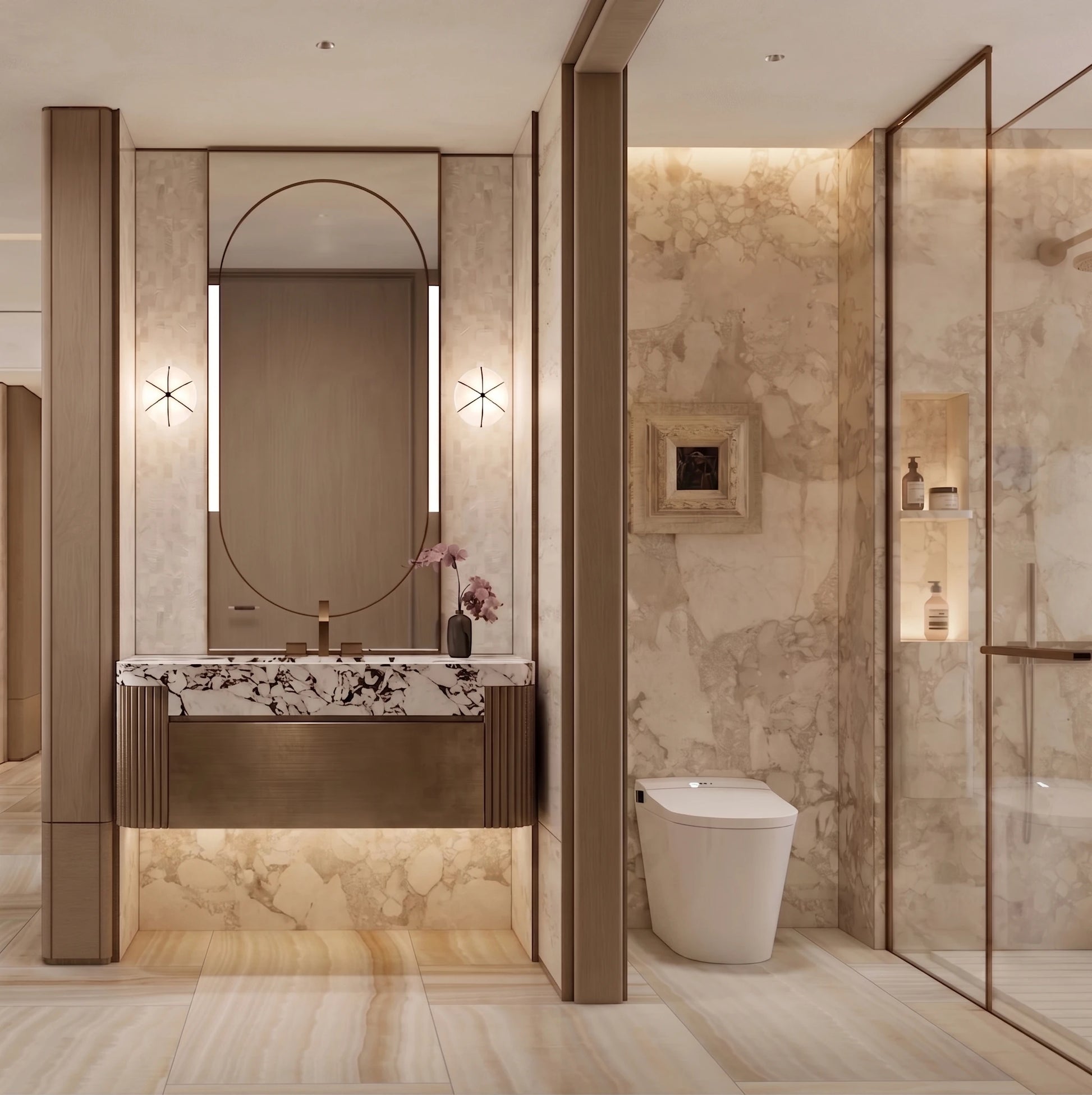 Wall Mounted Bathroom Vanity Set with LED Mirror 80cm