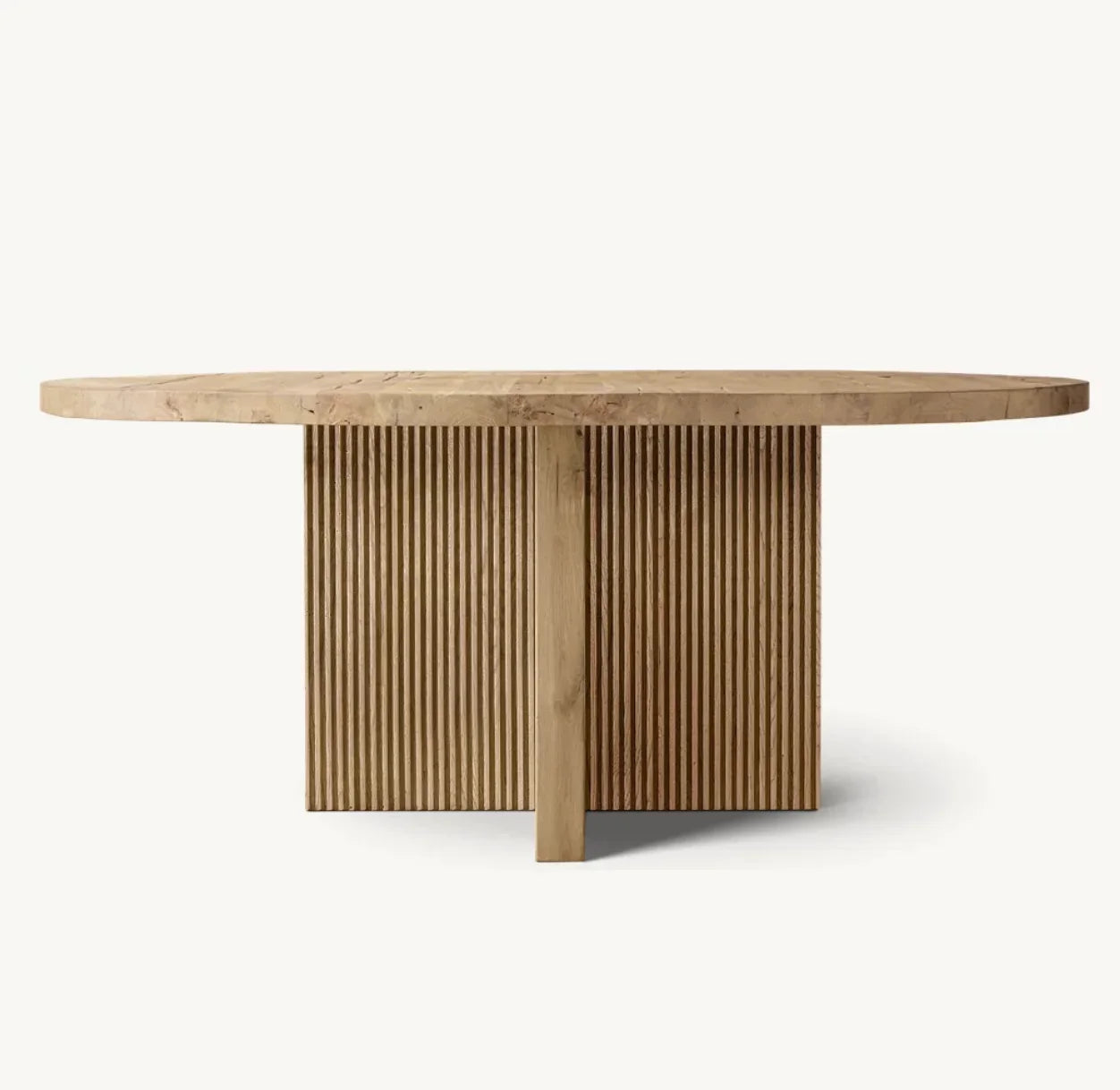 Reeded Round Dining Table – Reclaimed Oak Statement Piece | 1601237700164