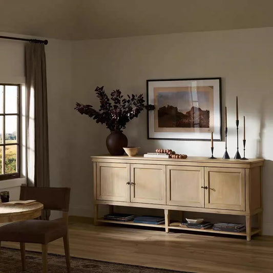 French Retro Sideboard – Solid Wood Storage Cabinet Birch Statement Piece