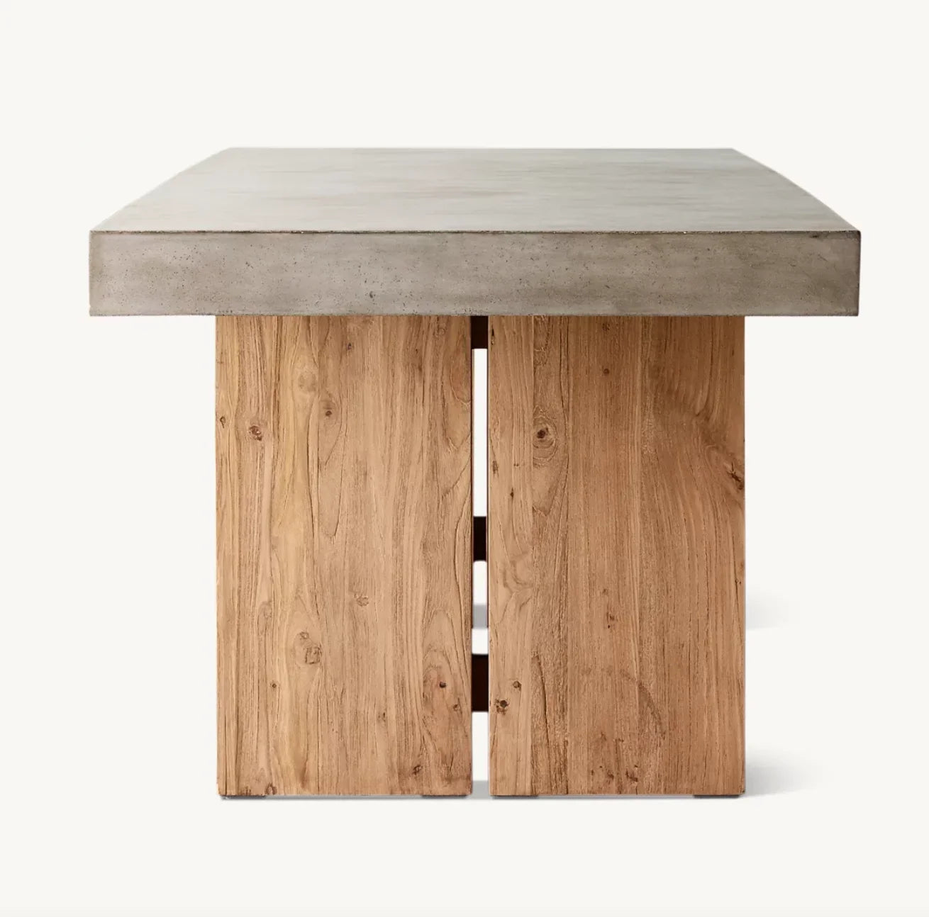 Solano Rectangular Dining Table – Bauhaus Design Polished Concrete & Teak | 1600947782270