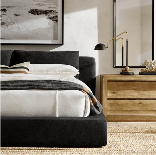 Cloud Platform Bed – Contemporary Slipcovered Design in Linen/Velvet