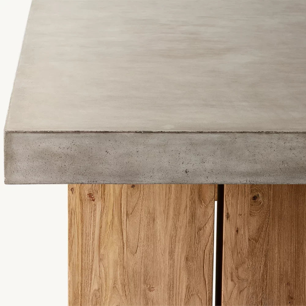Solano Rectangular Dining Table – Bauhaus Design Polished Concrete & Teak | 1600947782270