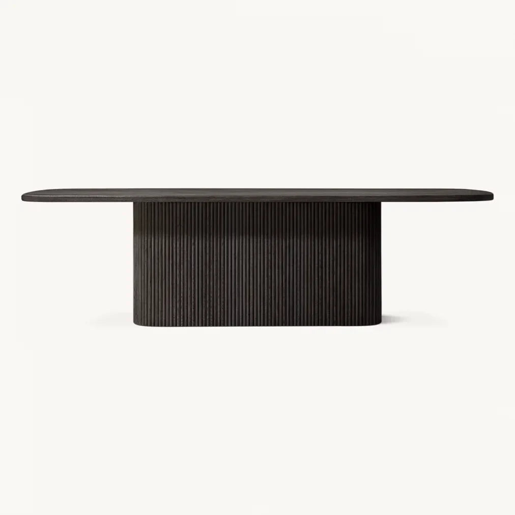 Mulholland Pedestal Rectangular Dining Table – American Oak Contemporary Statement Piece