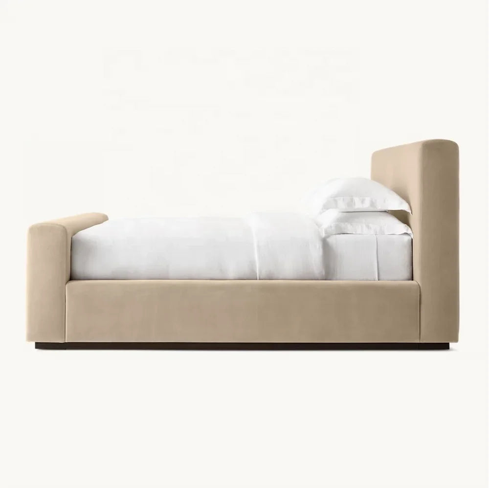 Vittorio Fabric Panel Platform Bed – Sculptural Upholstered Modernist Design