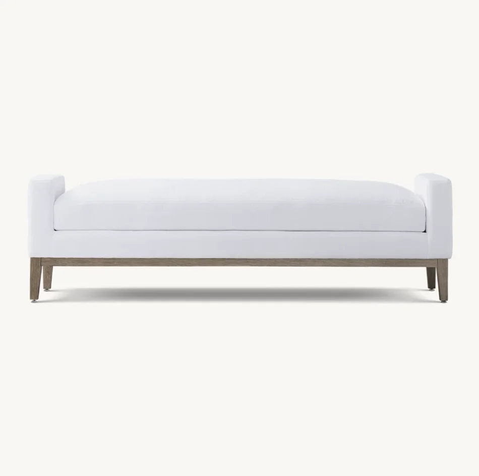 Modernist Bedroom Bench – Oak Base Italian Design Statement Piece | 1600973027366