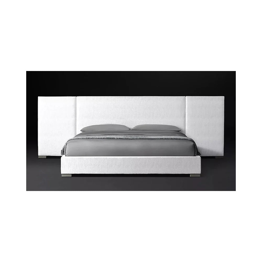 Sculptural Platform Bed – Performance Texture Fabric Upholstered Statement Piece