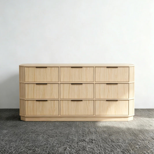 Nine-Drawer Chest 72" – French Vintage Solid Birch Statement Piece
