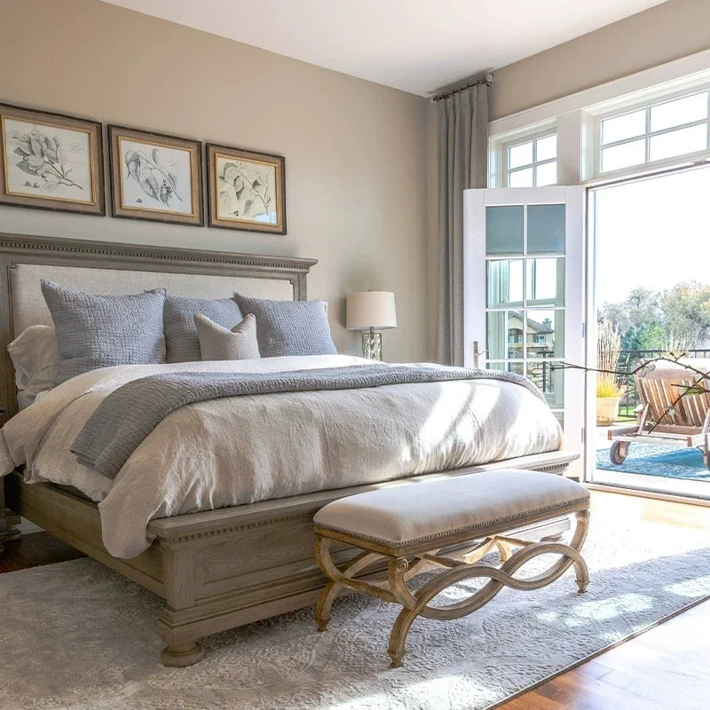 Upholstered Platform Bed – Solid Birch Wood Master Bedroom Statement | 26-171