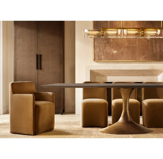 Rectangular Dining Table – Radial Walnut European Mid-Century Statement Piece