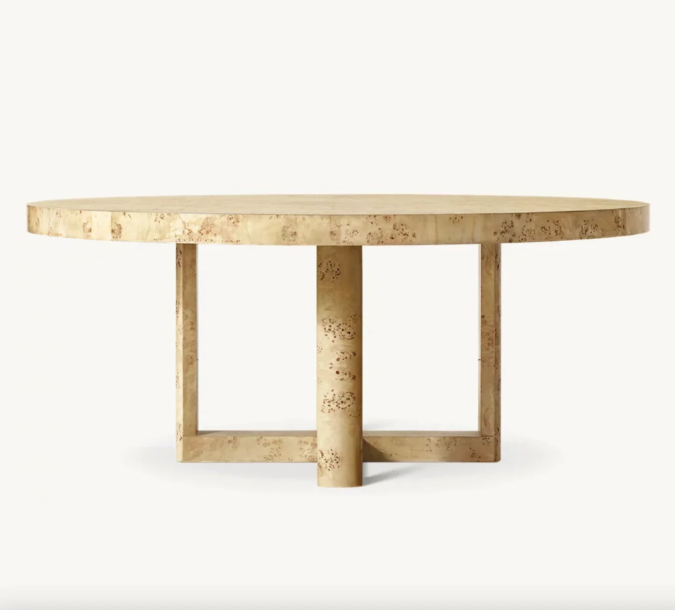 Round Dining Table – Geometric Postmodern – Burl Wood – Luxury Piece