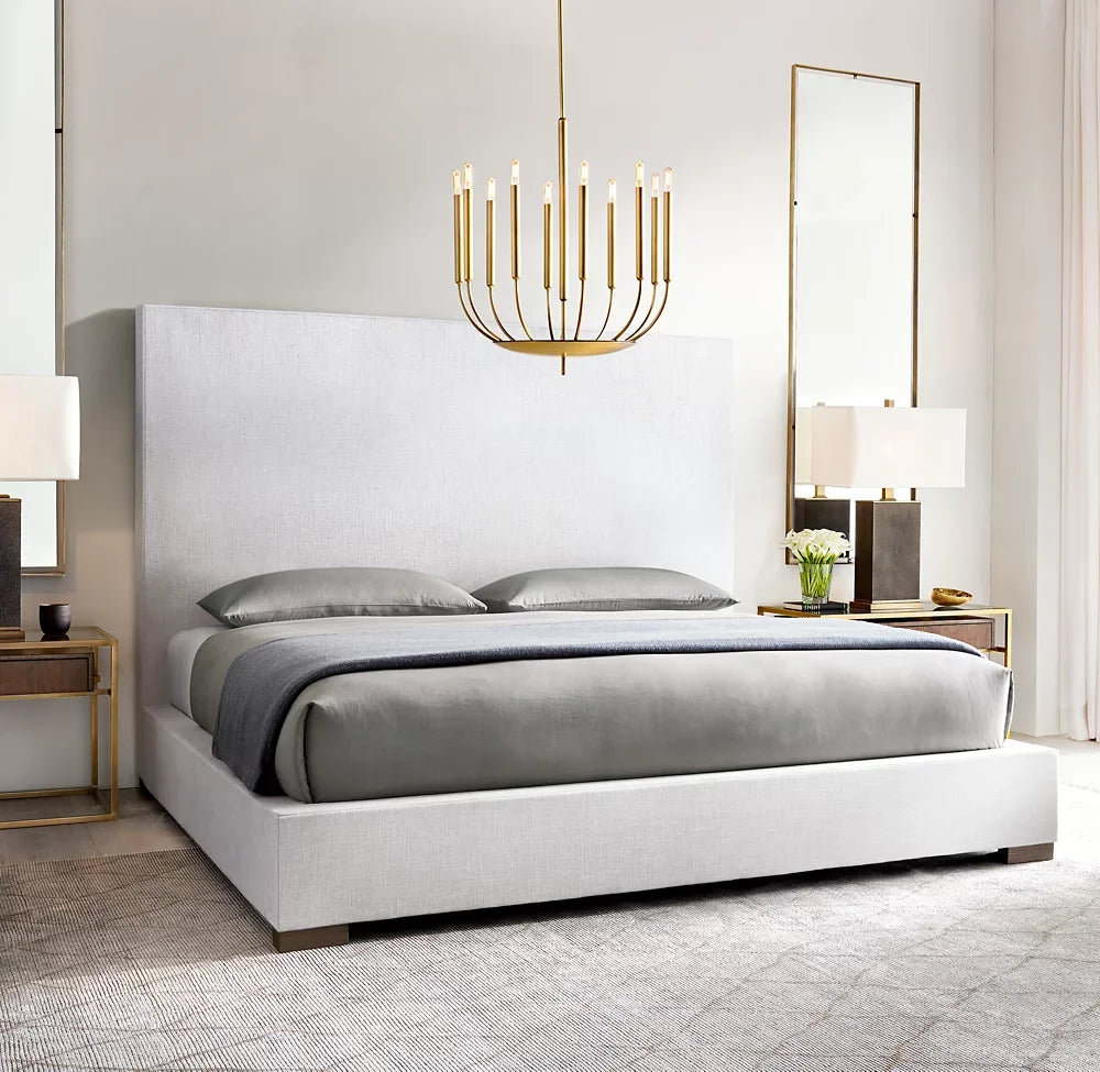 Upholstered Platform Bed with Slipcovered Headboard – Berkshire Leather Modern Piece