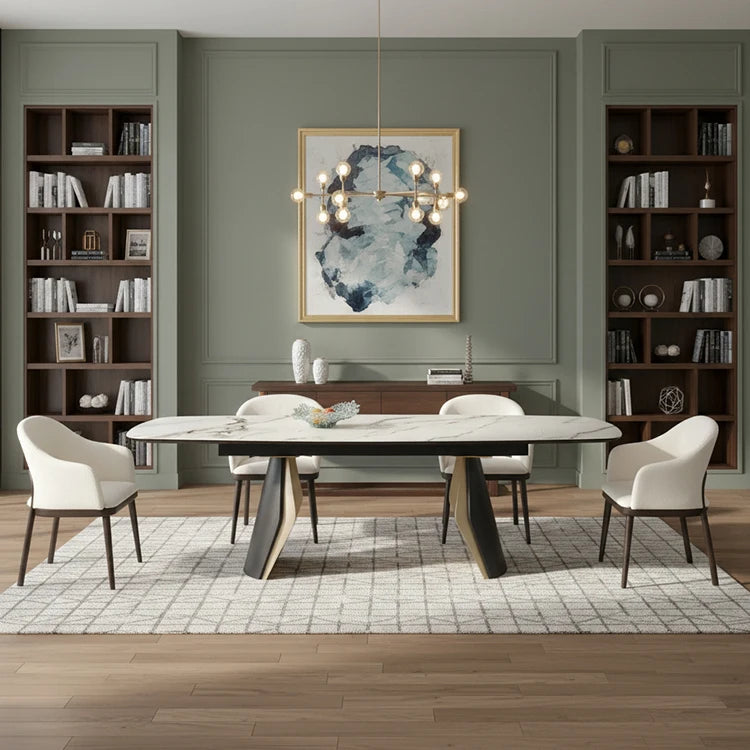 Luxury 1601726521080 Sintered Stone Extendable Dining Table Modern Italian Style for Villa