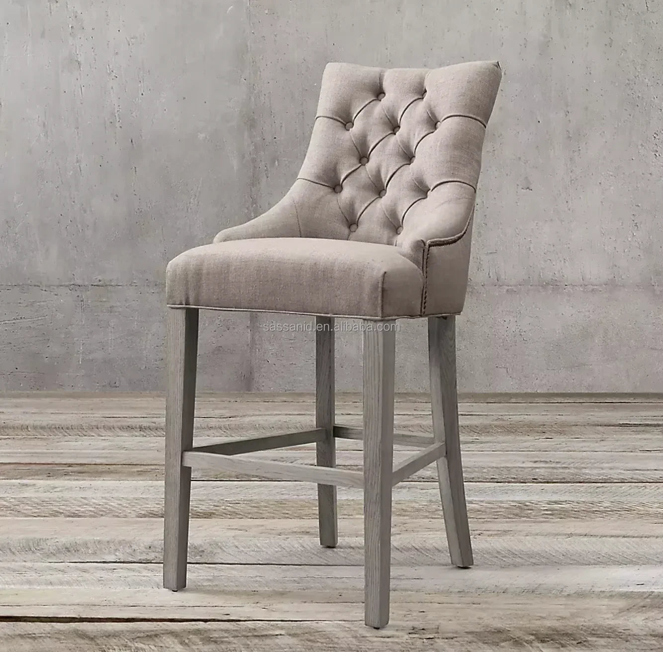 Bar & Counter Stool Tufted Fabric Oak Martine – Mid-Century Designer Furniture