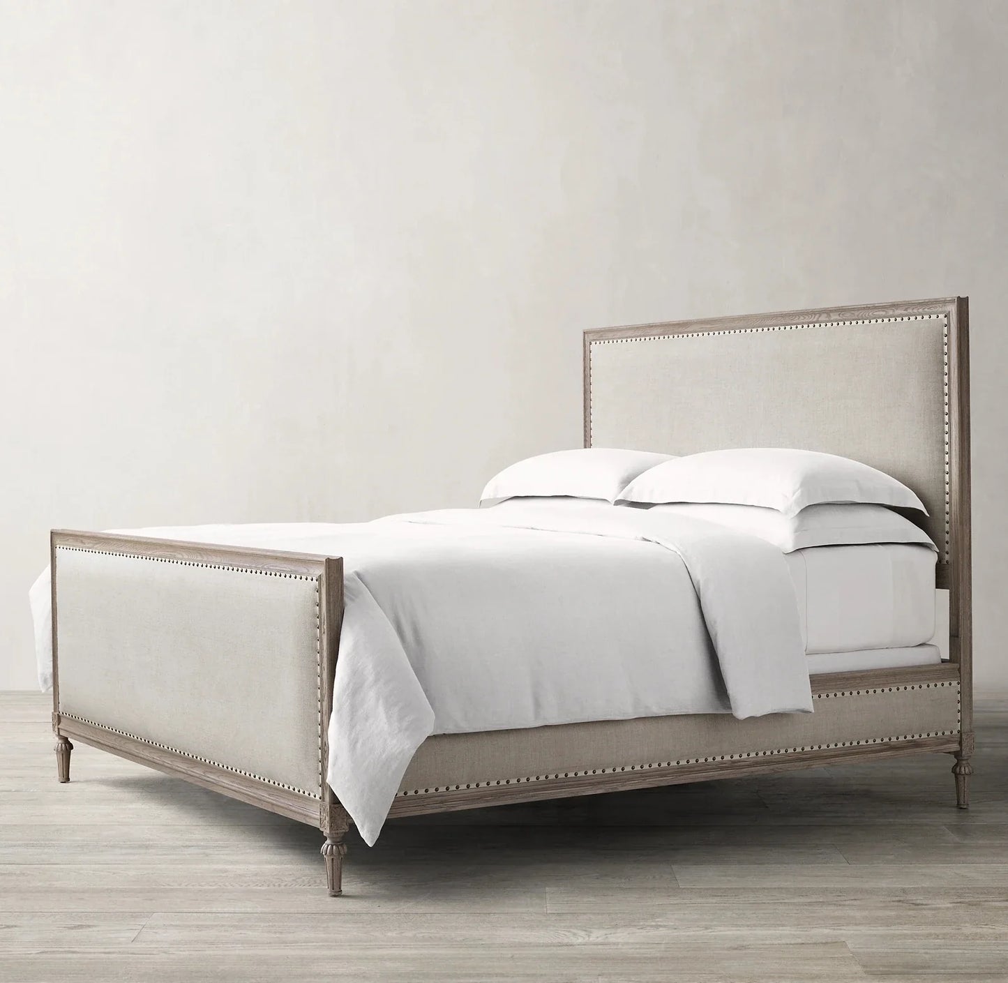 Upholstered Bed – French-style Solid Larch Wood American Retro Design